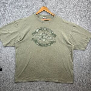 Vtg Harley-Davidson Men's T-Shirt Olive Green 3X-Large Recycled Cotton Blend USA